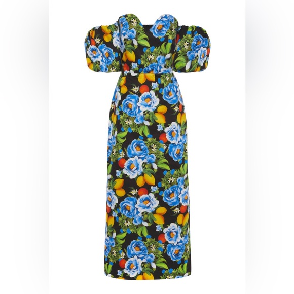 BORGO DE NOR
TATI MIDI DRESS IN PEONIA BLACK
 Uk 10 US 6 - Picture 2 of 8